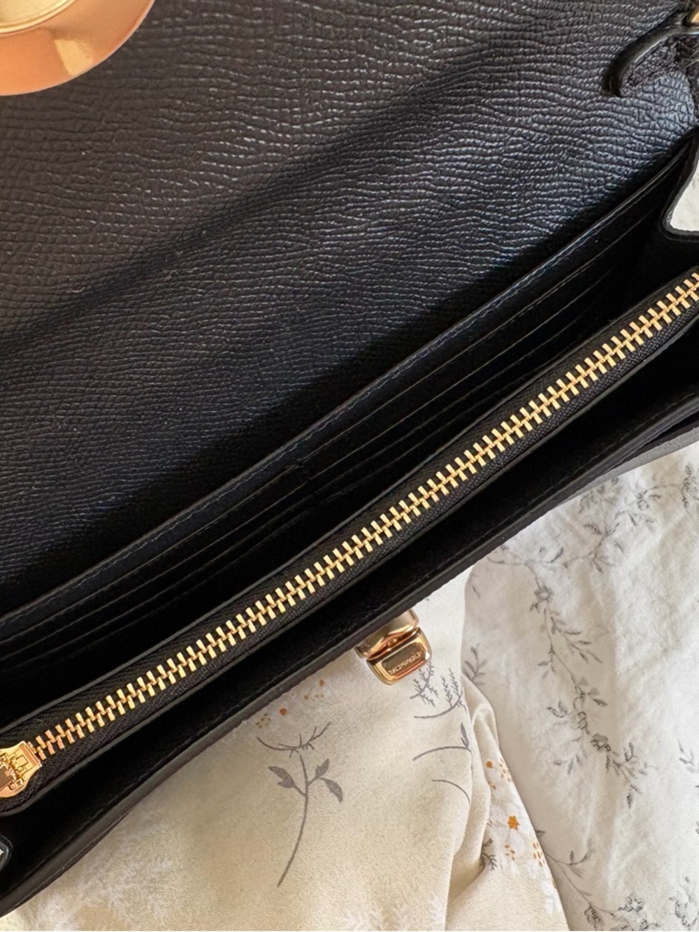 Coach Black Leather Crossbody Clutch Wallet Gold Chain Strap - Picture 12 of 12